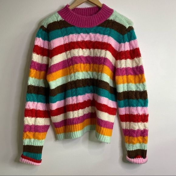 HALOGEN multi colour stripe cowl neck sweater XL - Picture 3 of 8
